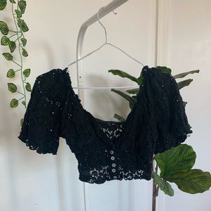 urban outfitters black boho short sleeve top